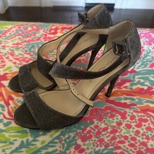 Women's Glitter Strappy High Heel Sandals - Silver